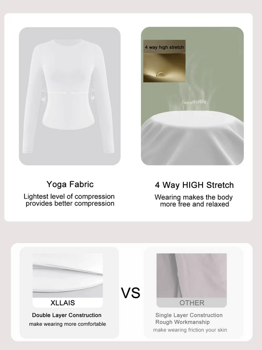 Women's Elastic Fitted White Top, Casual Nightclub Long Sleeve Bright Red T-Shirt, Autumn/Winter/Spring