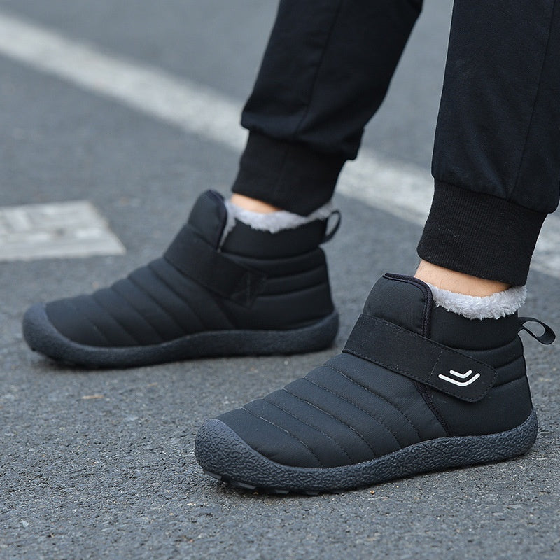 (Limited Time 49% Discount Event) Men's Winter Warm Waterproof Non-slip Velcro Cotton Shoes Wide Toe Orthopedic Arch Support Slip-on Cotton Shoes