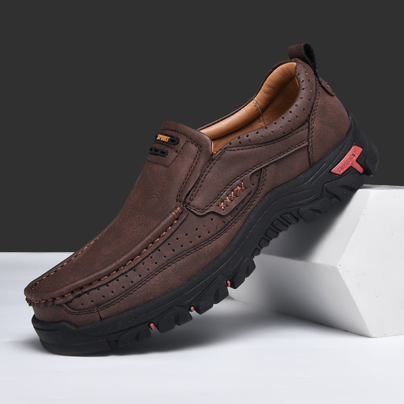 Men's Non-slip Walking Leather Lightweight Breathable Casual Loafers