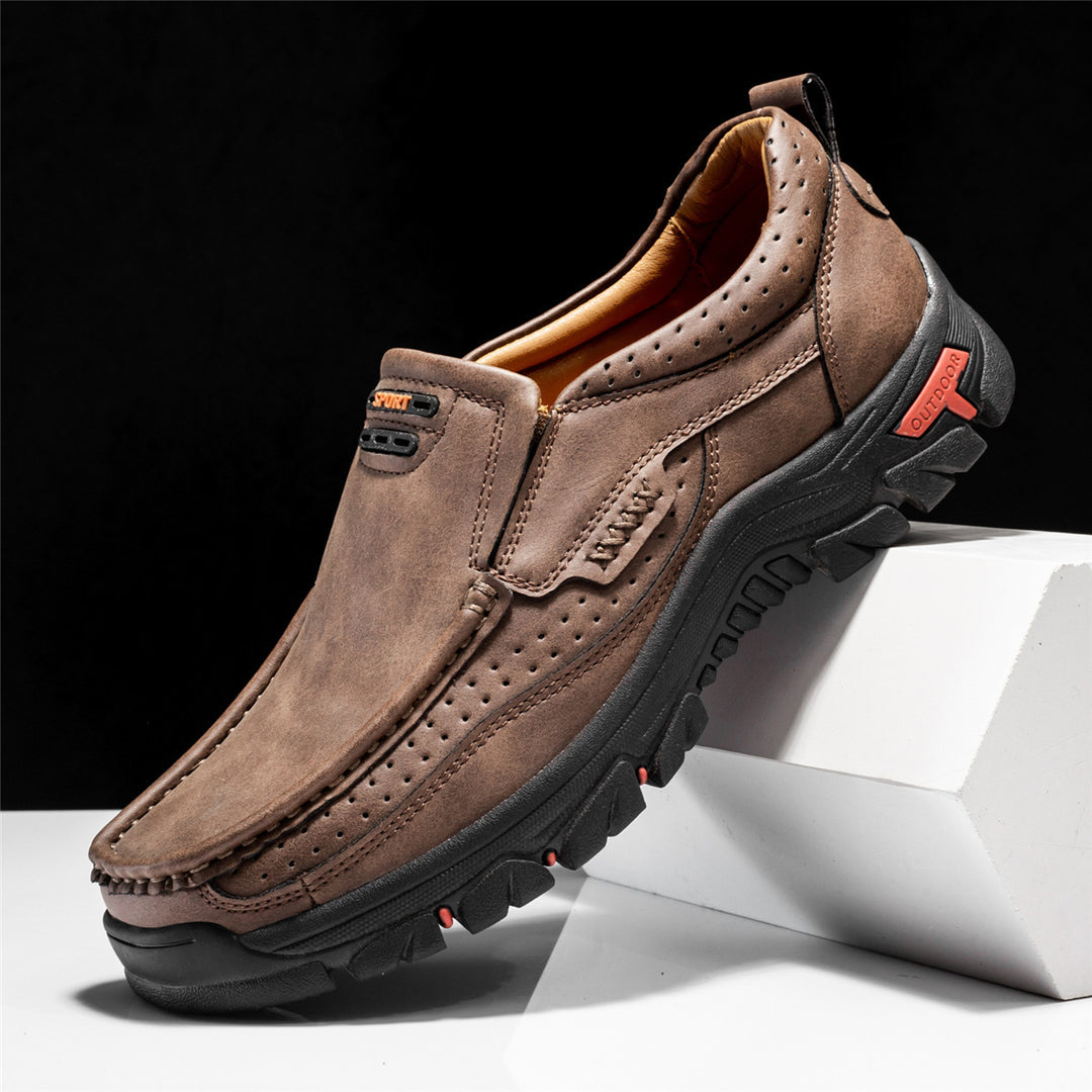 Men's Non-slip Walking Leather Lightweight Breathable Casual Loafers