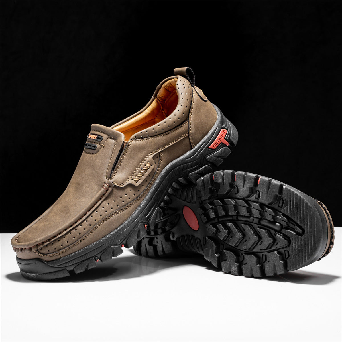 Men's Non-slip Walking Leather Lightweight Breathable Casual Loafers