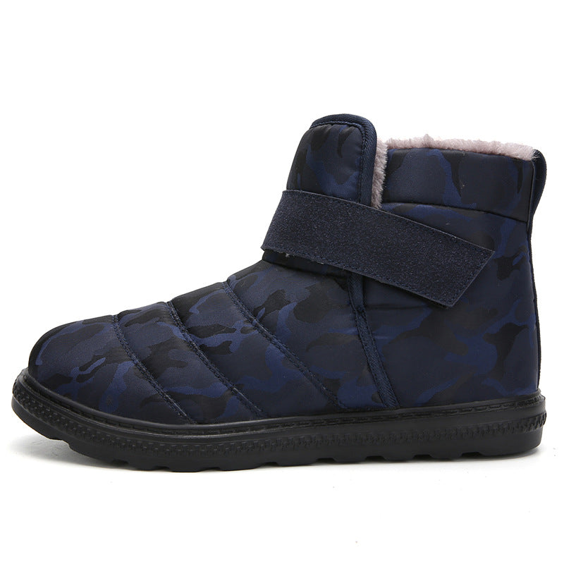 (Limited Time 70% Discount Event) Men's 2024 Winter New Warm Waterproof Non-Slip Puncture-Resistant Velcro Slip-On Snow Boots Ankle Support Orthopedic Wide Toe Arch Support Cotton Shoes