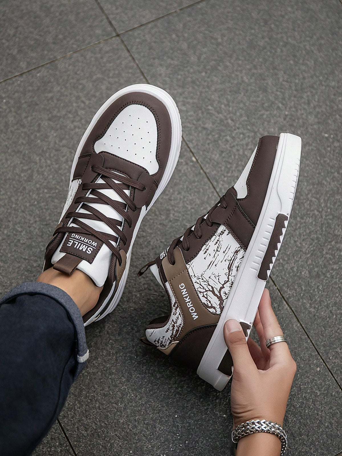 Casual Men's Random Print Low-Top Flat Sports Sneakers