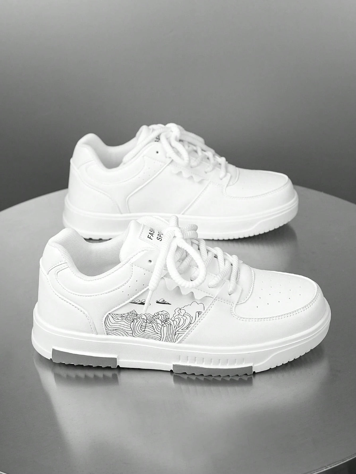 Casual Men's Random Print Low-Top Flat Sports Sneakers