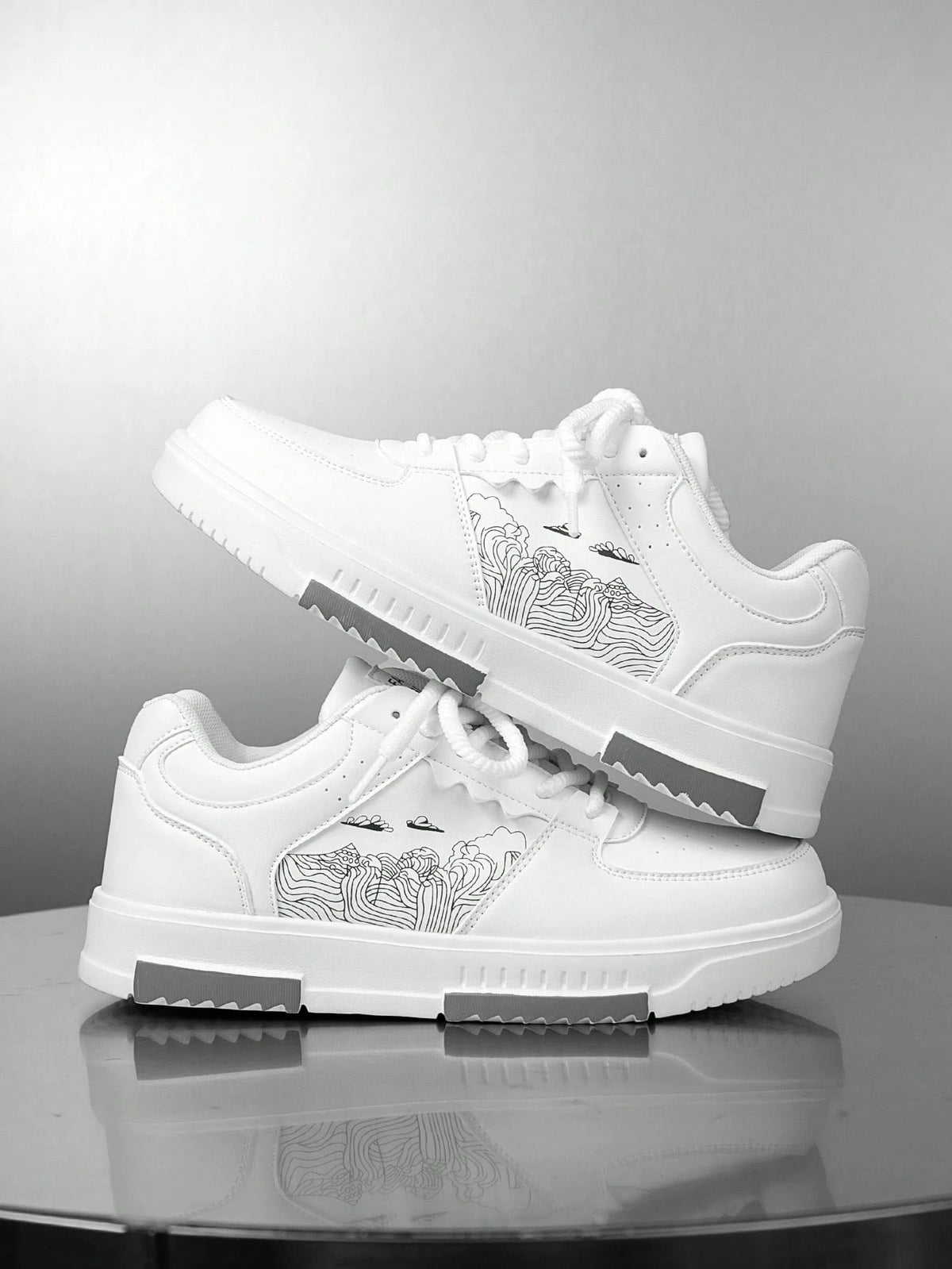 Casual Men's Random Print Low-Top Flat Sports Sneakers