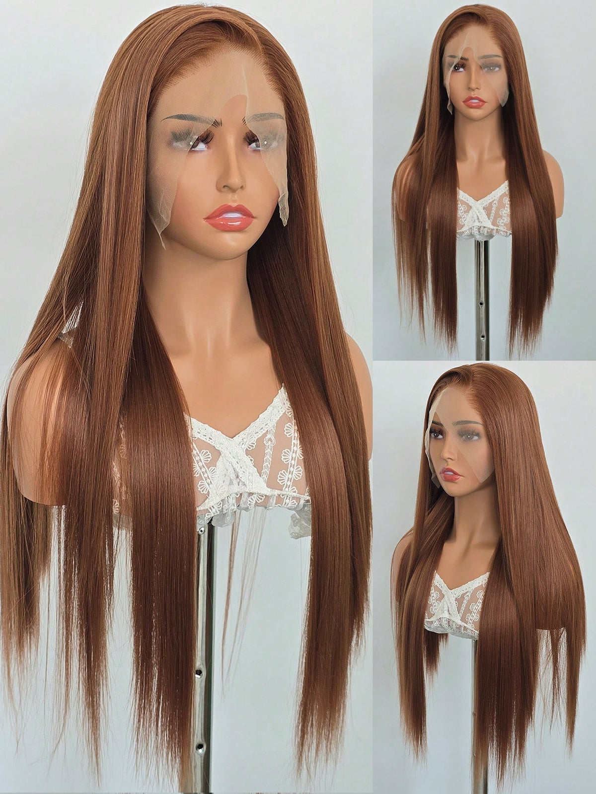 13"X4" 24" Straight Black Color Lace Front Wig For Women - Heat Resistant Synthetic Hair, Pre-Plucked Natural Hairline And Youthful Hair