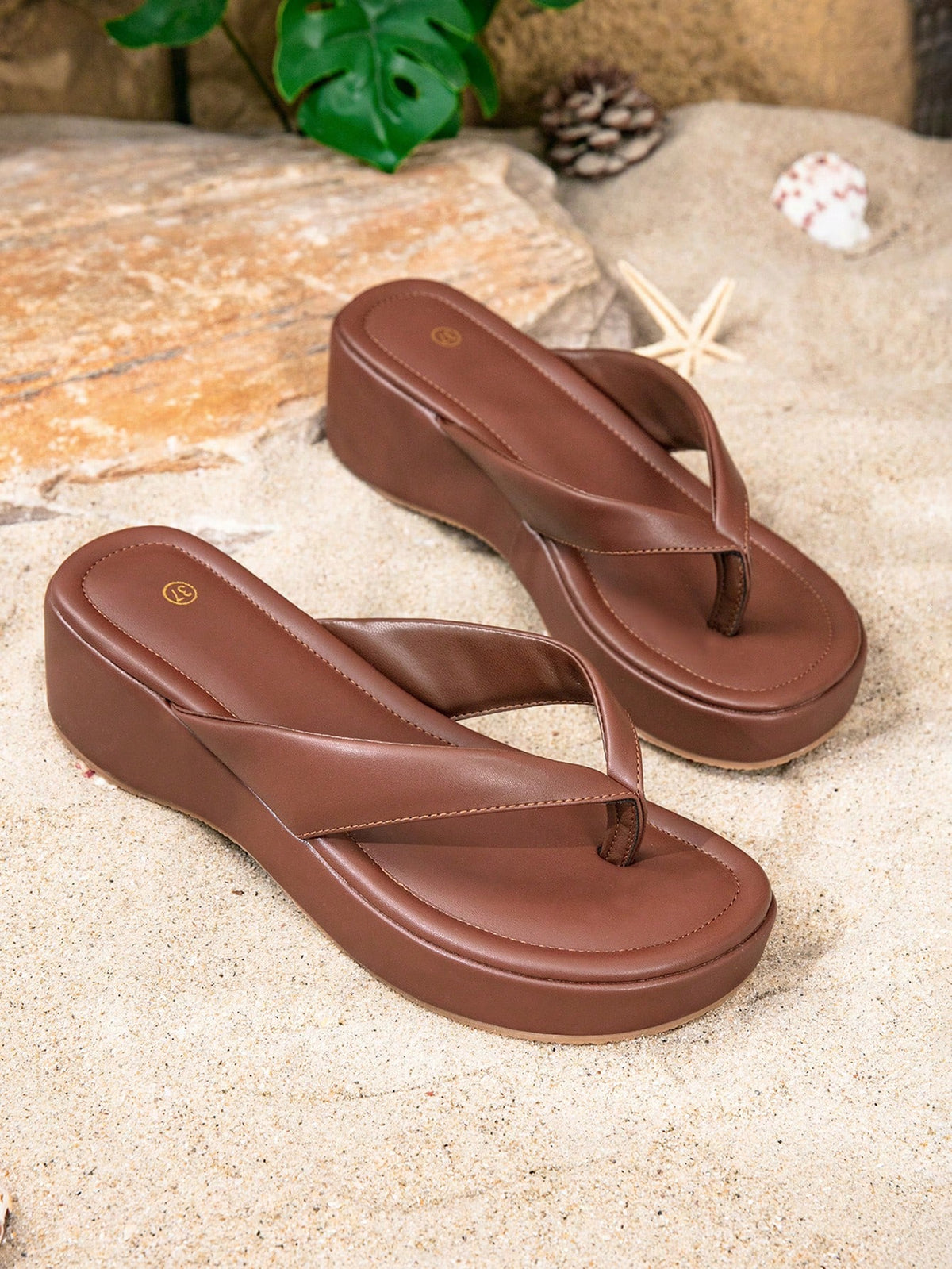 Women's Platform Wedge Heel Thong Slippers