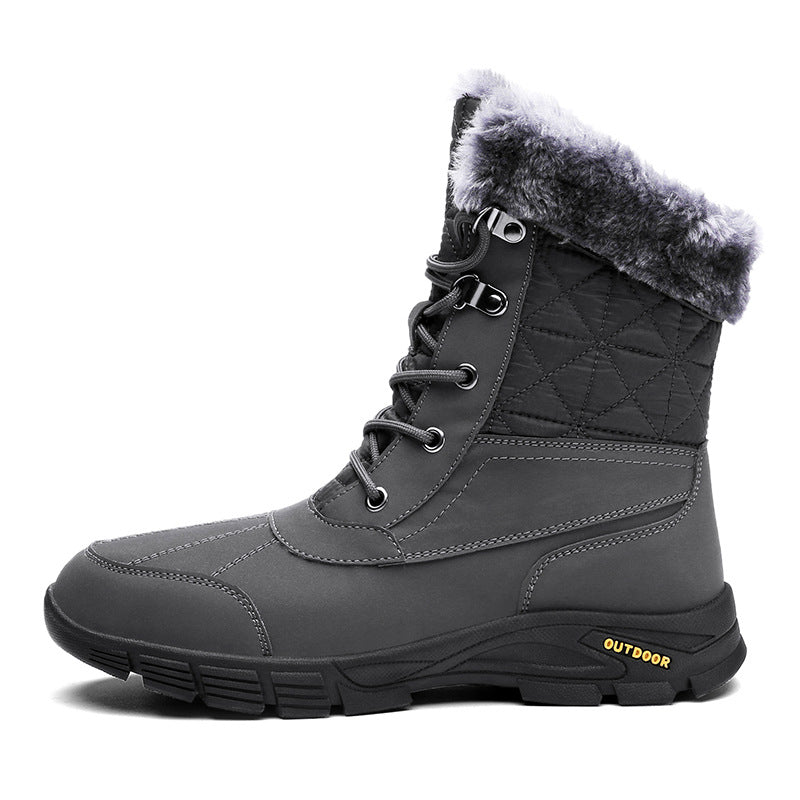 (Limited Time Sale 49%off)Men's Winter Warm Thick Leather Platform Fur Lined Snow Boots Waterproof Non-slip Wear-resistant Winter Boots