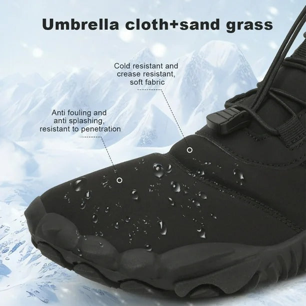 Men's Warm Fleece Barefoot Boots Wide Toe Orthopedic Support Snow Boots Waterproof Non-Slip Winter Boots