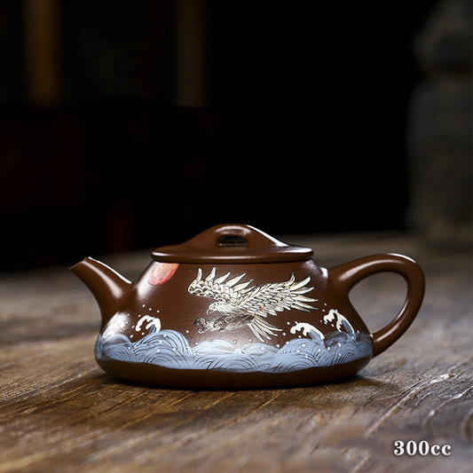 "The Vast Sky" Hand-Painted Yixing Zisha Teapot by Wu Xiaowei (300cc / 10.1 oz)