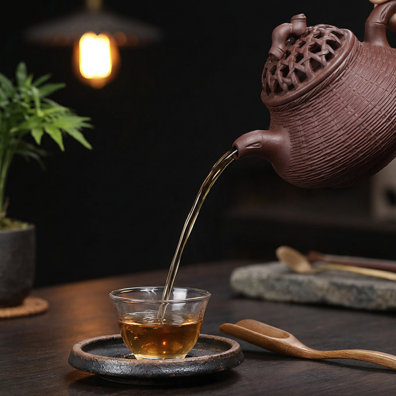 Hand-Woven Lattice Yixing Zisha Teapot (300cc / 10.1 oz)