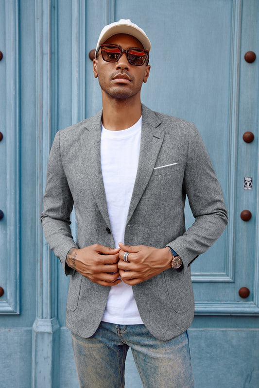 Men's Casual Sport Coat Blazer Two Buttons Lightweight Business Jackets