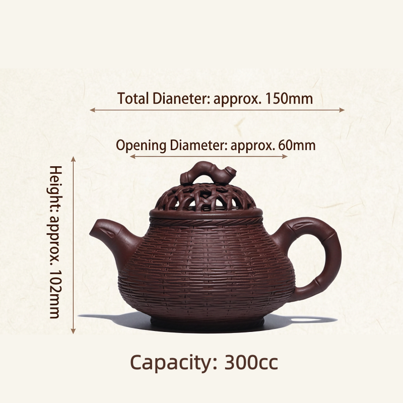Hand-Woven Lattice Yixing Zisha Teapot (300cc / 10.1 oz)