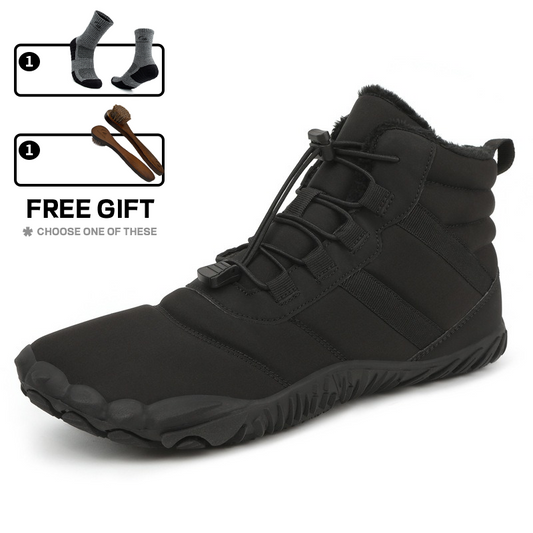 Men's Warm Fleece Barefoot Boots Wide Toe Orthopedic Support Snow Boots Waterproof Non-Slip Winter Boots