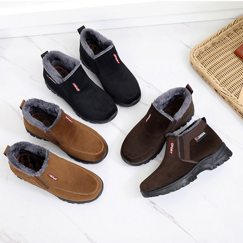 (Limited Time 70% Discount Event) Men's 2024 Winter New Waterproof And Non-Slip Slip-On Warm Cotton Shoes Correction Ankle Support Wide Toe Arch Support Sports Shoes