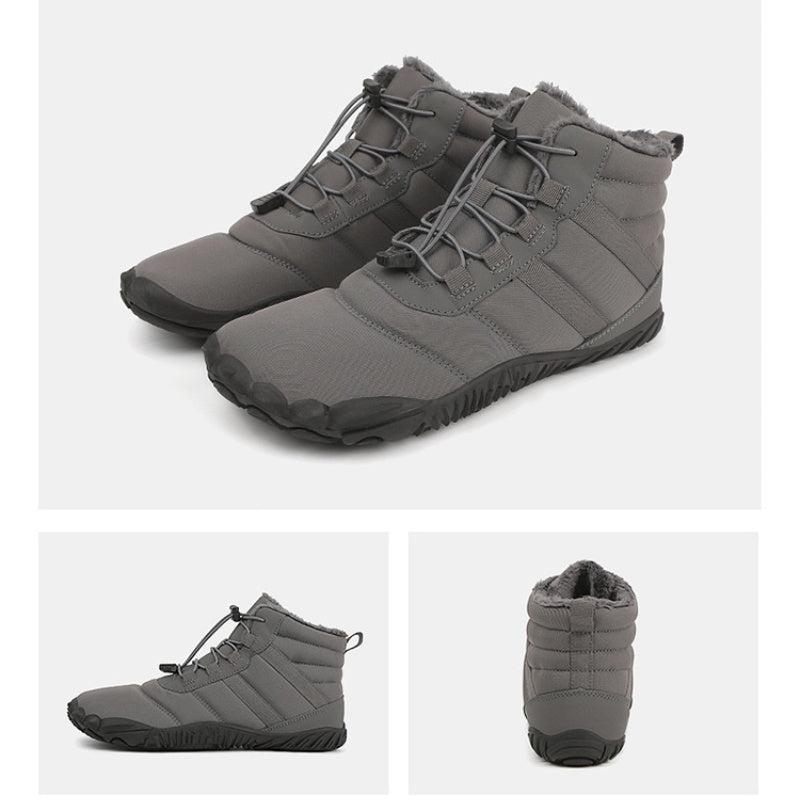 Men's Warm Fleece Barefoot Boots Wide Toe Orthopedic Support Snow Boots Waterproof Non-Slip Winter Boots