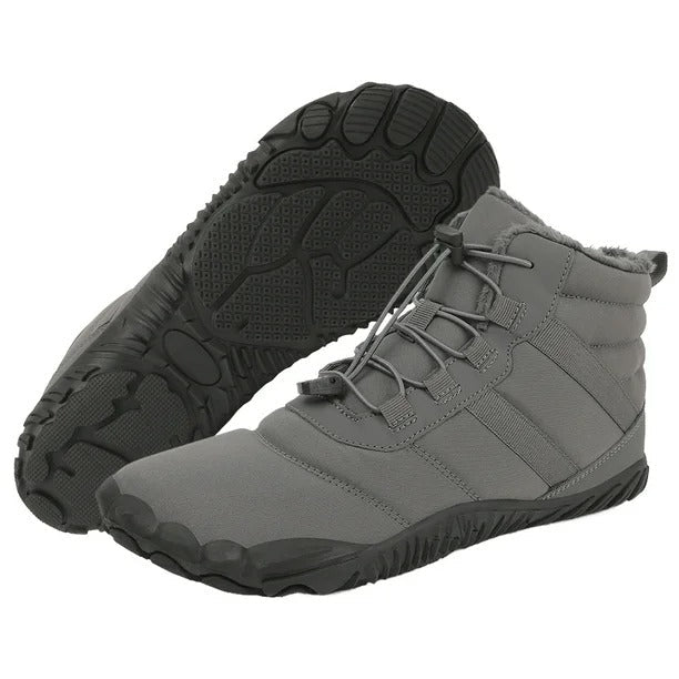 Men's Warm Fleece Barefoot Boots Wide Toe Orthopedic Support Snow Boots Waterproof Non-Slip Winter Boots
