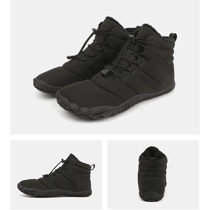 Men's Warm Fleece Barefoot Boots Wide Toe Orthopedic Support Snow Boots Waterproof Non-Slip Winter Boots