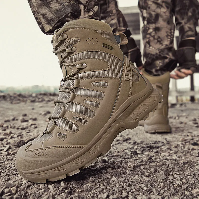 Men's Anti-Sprain Military Tactical Work Boots Waterproof Non-Slip Anti-Puncture Hiking Boots