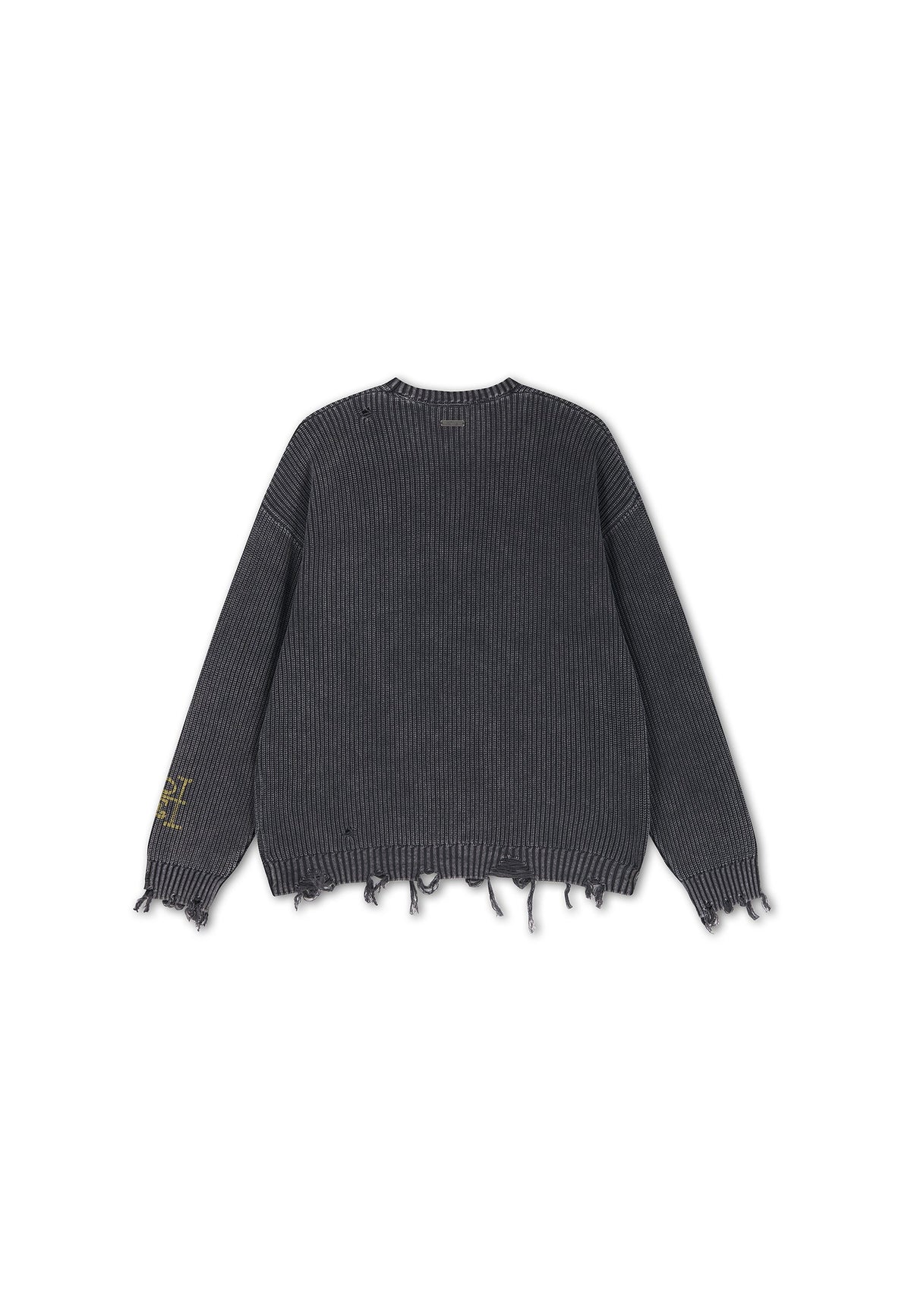 Mens Distressed Los Angeles Knitted Relaxed Crew Jumper - Black