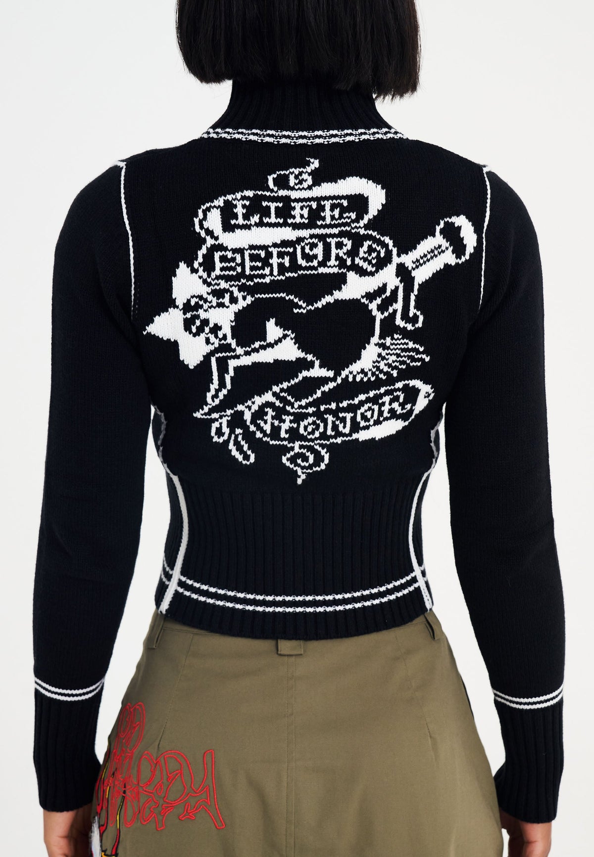 Womens Life Before Knitted Zip Thru Jacket - Black