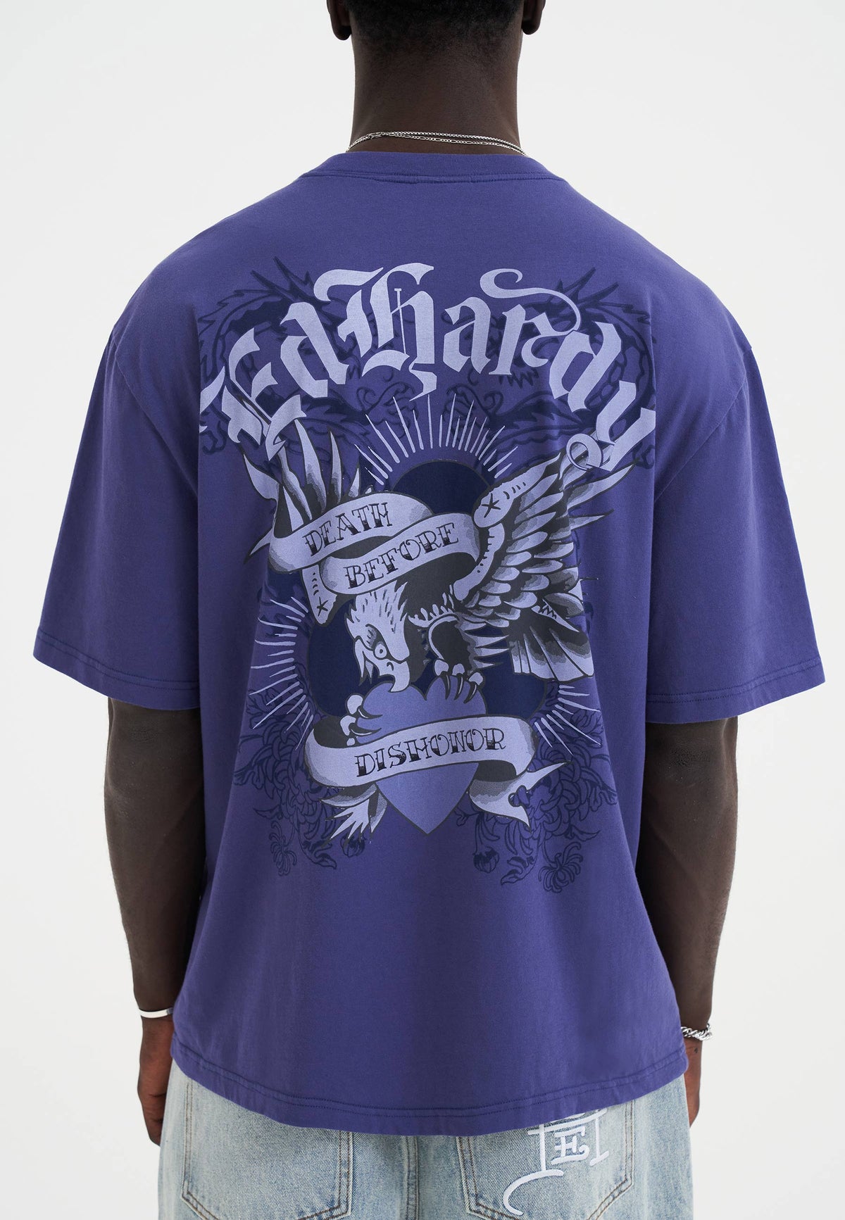 Mens Death Before Dishonor Eagle Relaxed T-Shirt - Blue