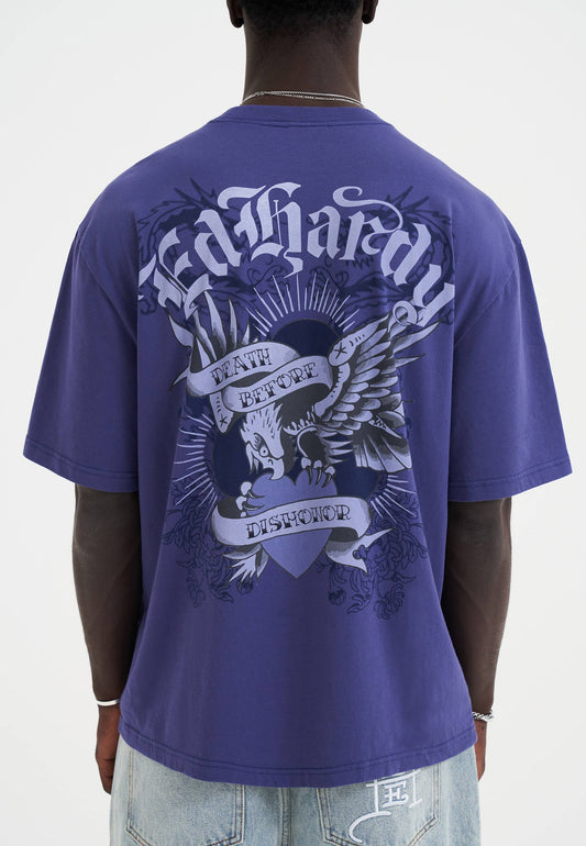 Mens Death Before Dishonor Eagle Relaxed T-Shirt - Blue