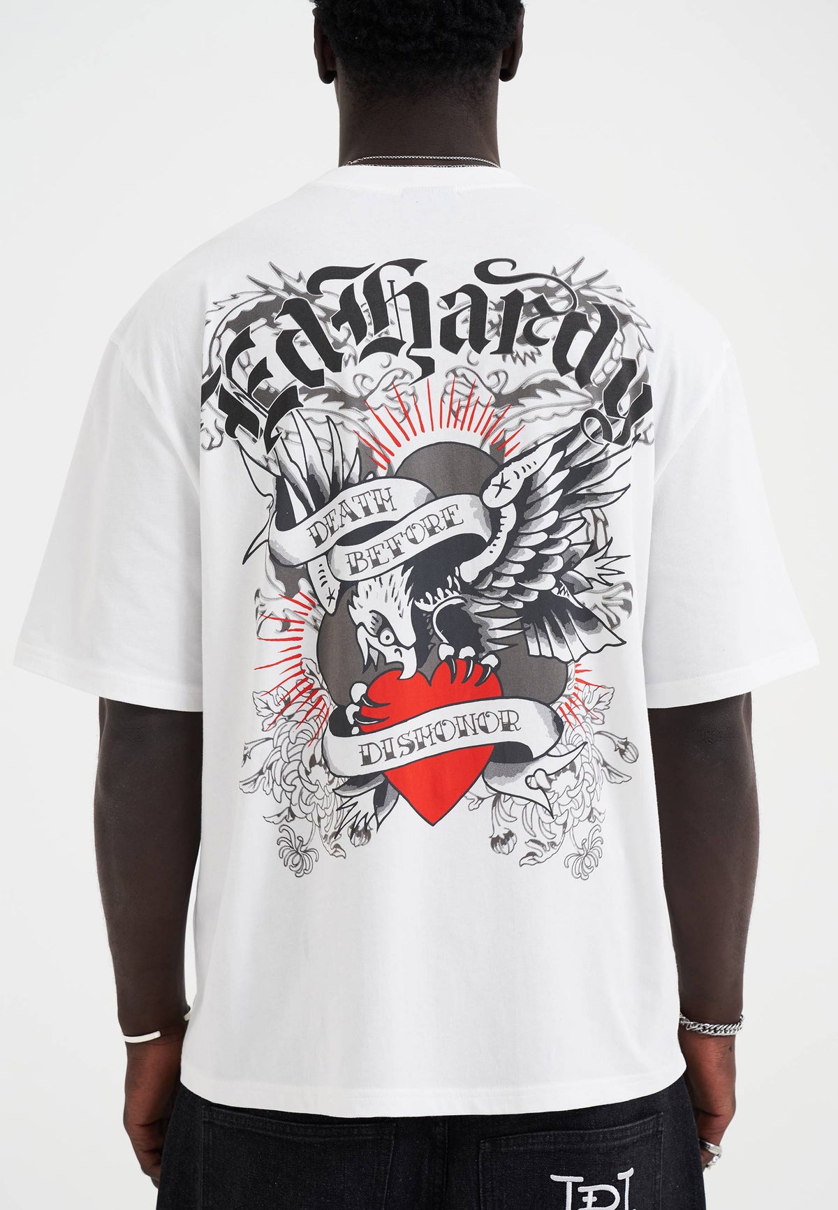 Mens Death Before Dishonor Eagle Relaxed T-Shirt - White