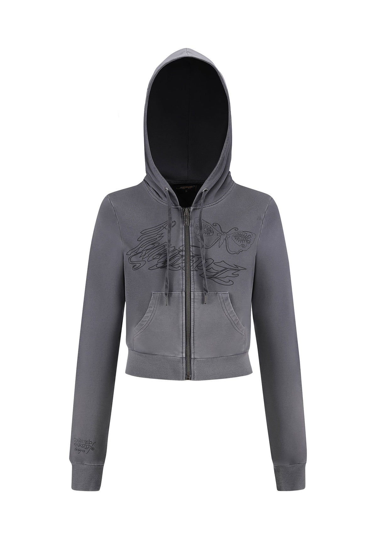 Womens Love Is Mystery Cropped Hoodie - Charcoal