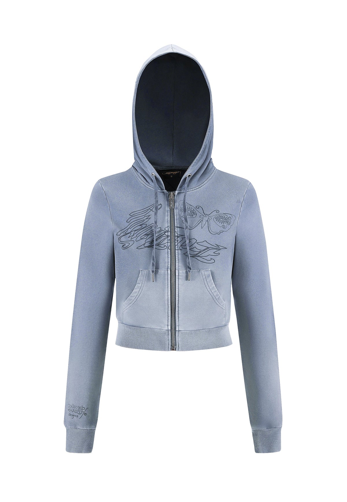 Womens Watchingfly Cropped Zip Thru Hoodie - Blue