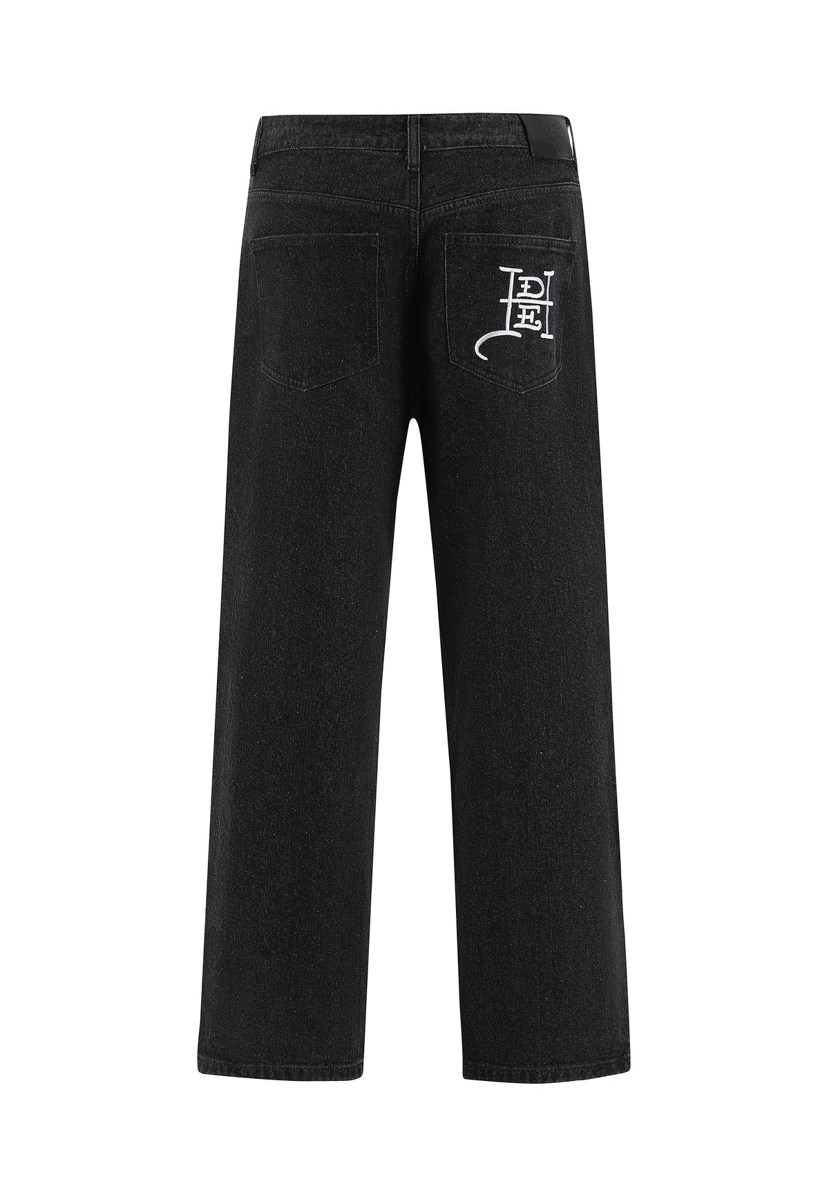 Mens Laser Etched Dragon Repeat Denim Trousers Jeans - Black