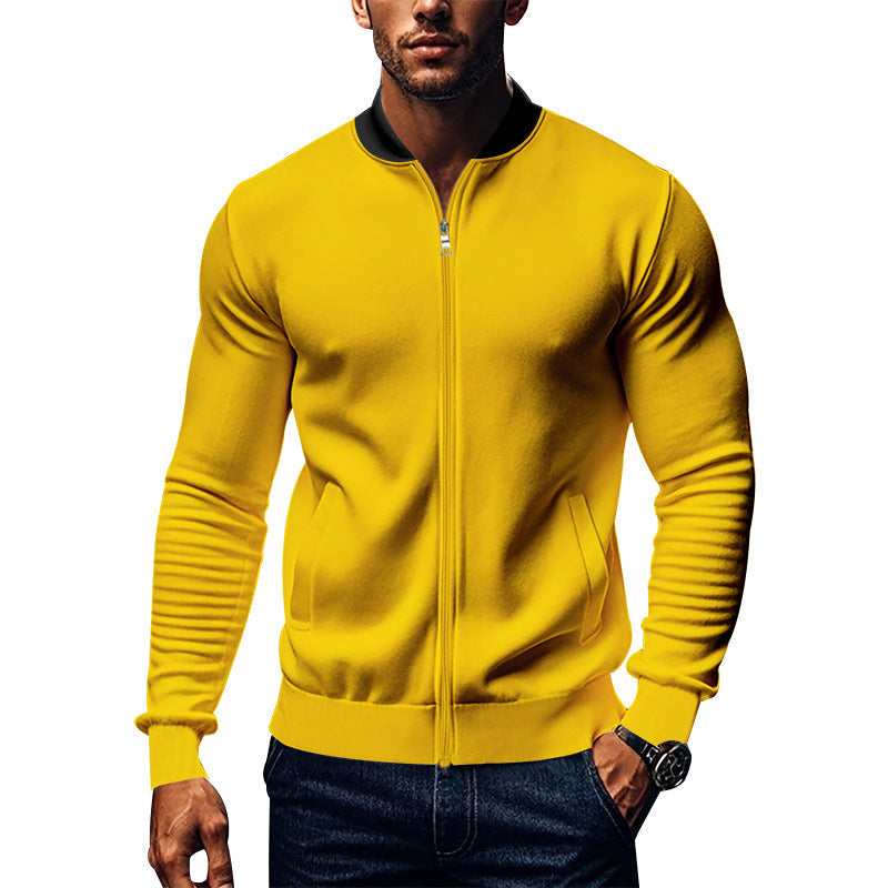 Men's Casual Lapel Zipper Baseball Jacket