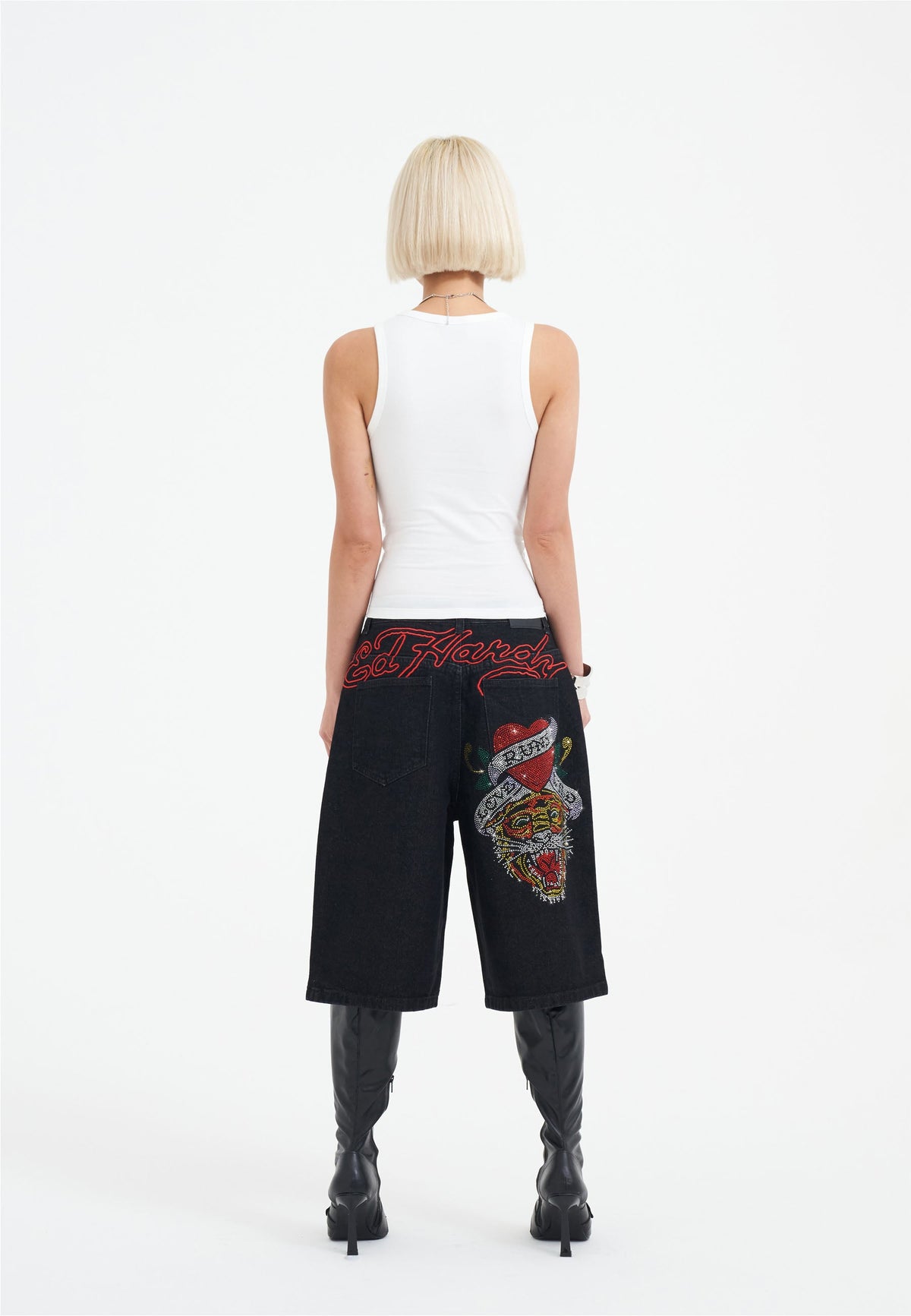 Womens New York City Diamante Cropped Vest - White