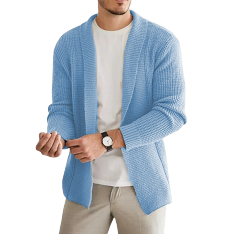 Men's Classic Casual Lapel Long Sleeve Cashmere Knit Cardigan