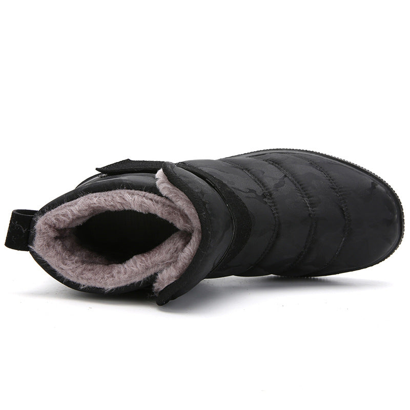 (Limited Time 70% Discount Event) Men's 2024 Winter New Warm Waterproof Non-Slip Puncture-Resistant Velcro Slip-On Snow Boots Ankle Support Orthopedic Wide Toe Arch Support Cotton Shoes