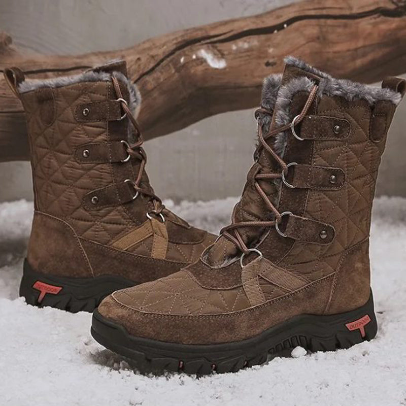 HOT SALE-Men's Genuine Leather Comfortable Snow Boots Warm Boots Combat Boots